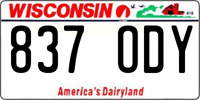 WI license plate 837ODY