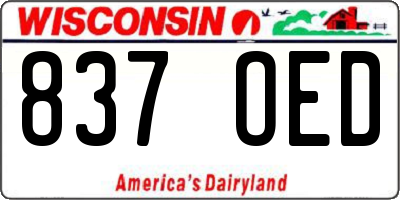 WI license plate 837OED
