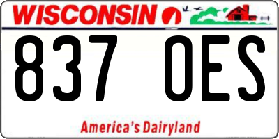 WI license plate 837OES