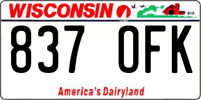 WI license plate 837OFK