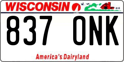 WI license plate 837ONK