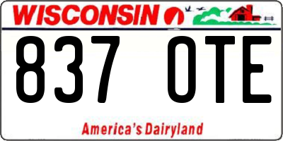 WI license plate 837OTE