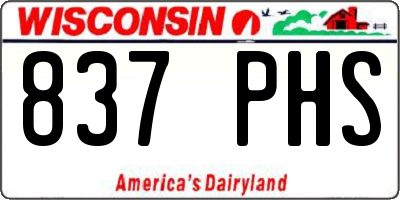 WI license plate 837PHS