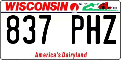 WI license plate 837PHZ