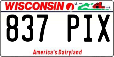 WI license plate 837PIX