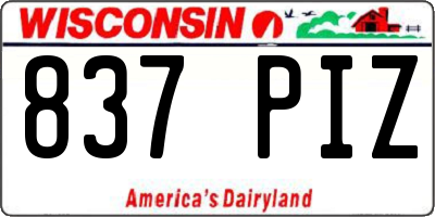 WI license plate 837PIZ