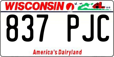WI license plate 837PJC