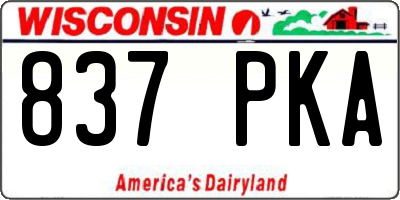 WI license plate 837PKA