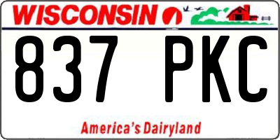 WI license plate 837PKC