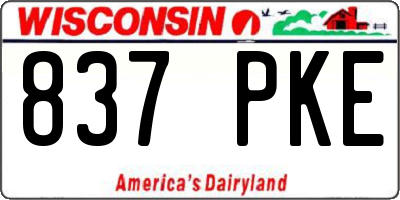 WI license plate 837PKE