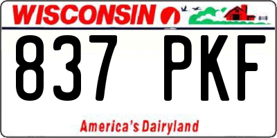 WI license plate 837PKF