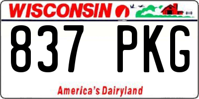 WI license plate 837PKG