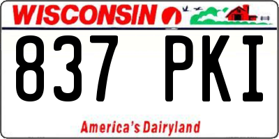 WI license plate 837PKI