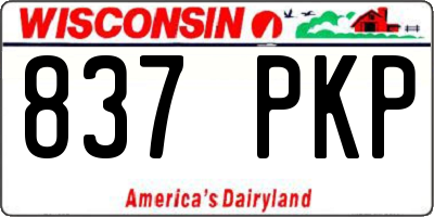 WI license plate 837PKP