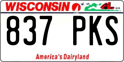 WI license plate 837PKS