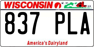 WI license plate 837PLA
