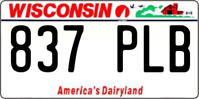 WI license plate 837PLB