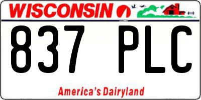 WI license plate 837PLC