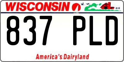 WI license plate 837PLD