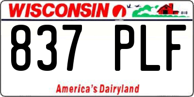 WI license plate 837PLF