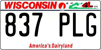 WI license plate 837PLG