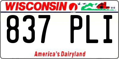 WI license plate 837PLI