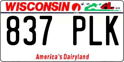 WI license plate 837PLK