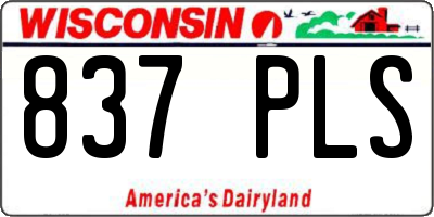 WI license plate 837PLS