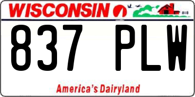 WI license plate 837PLW