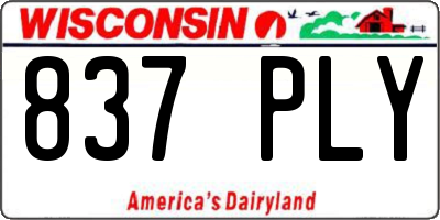 WI license plate 837PLY