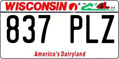 WI license plate 837PLZ