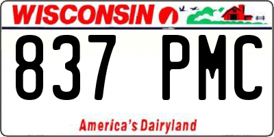WI license plate 837PMC