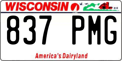 WI license plate 837PMG