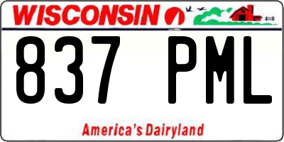 WI license plate 837PML