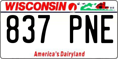 WI license plate 837PNE