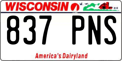 WI license plate 837PNS