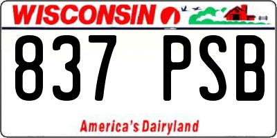 WI license plate 837PSB