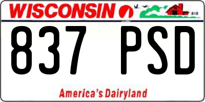 WI license plate 837PSD