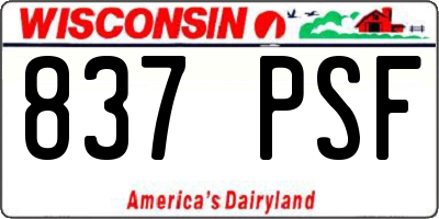 WI license plate 837PSF