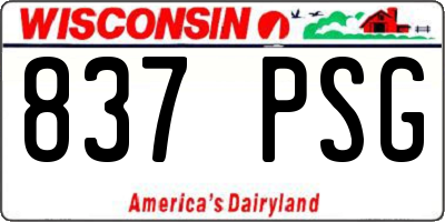 WI license plate 837PSG