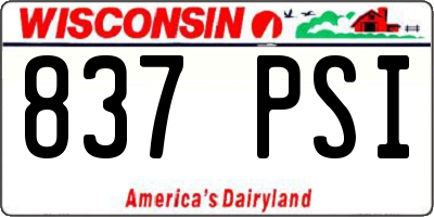 WI license plate 837PSI