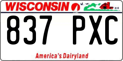 WI license plate 837PXC