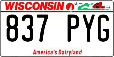 WI license plate 837PYG