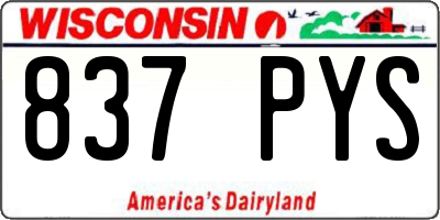 WI license plate 837PYS