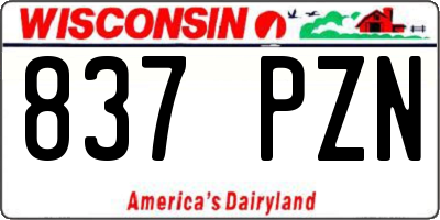 WI license plate 837PZN