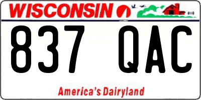 WI license plate 837QAC