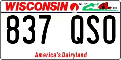 WI license plate 837QSO