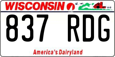 WI license plate 837RDG