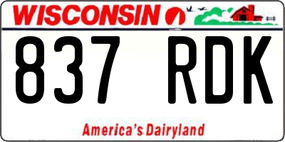 WI license plate 837RDK