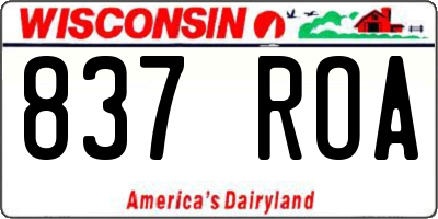 WI license plate 837ROA